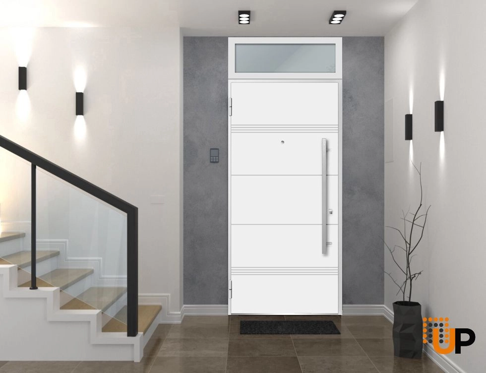 Single swing metal-aluminum modern exterior door | Deux 1705 White | 36 x 96 photo#2