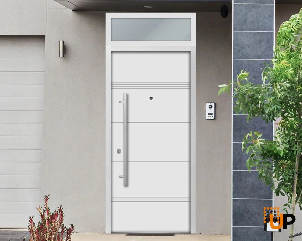 Single swing metal-aluminum modern exterior door | Deux 1705 White | 36 x 96 photo#3