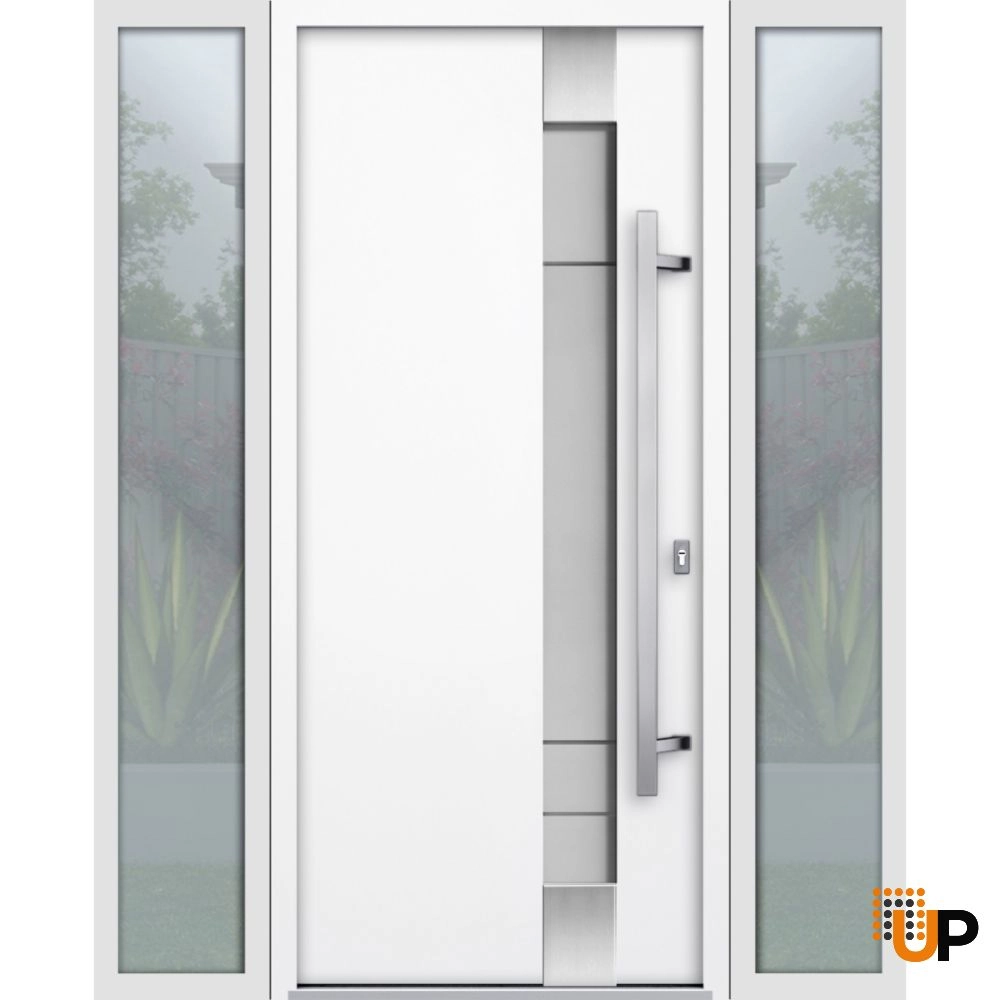 Single swing metal-aluminum modern exterior door with triplex glass | Deux 1713 White | 60 x 80 photo#1