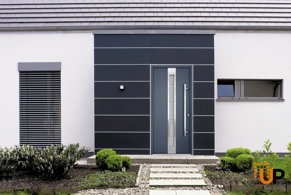 Single swing metal-aluminum modern exterior door with triplex | Deux 1717 Gray Graphite | 36 x 80 photo#2