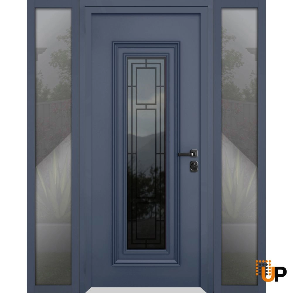 Single swing metal-aluminum classic exterior door with triplex | Ballucio 6044 Gray Graphite | 60 x 80 photo#1