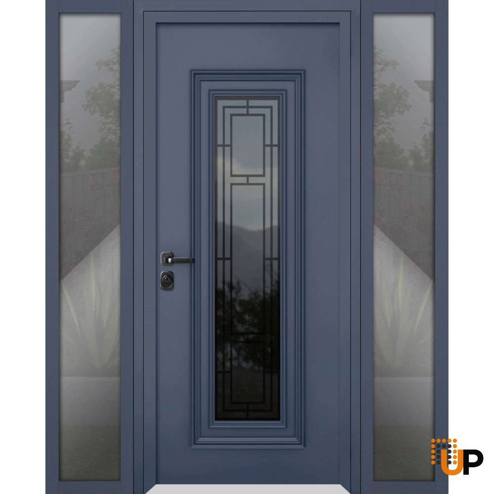 Single swing metal-aluminum classic exterior door with triplex | Ballucio 6044 Gray Graphite | 60 x 80 photo#1