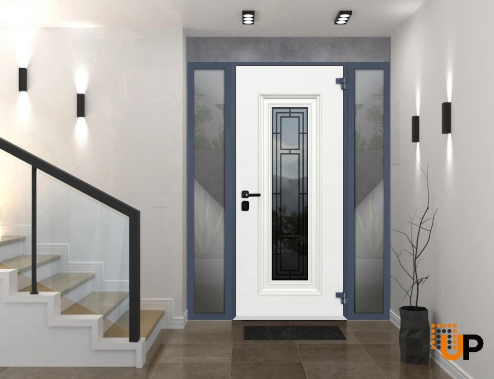 Single swing metal-aluminum classic exterior door with triplex | Ballucio 6044 Gray Graphite | 60 x 80 photo#3