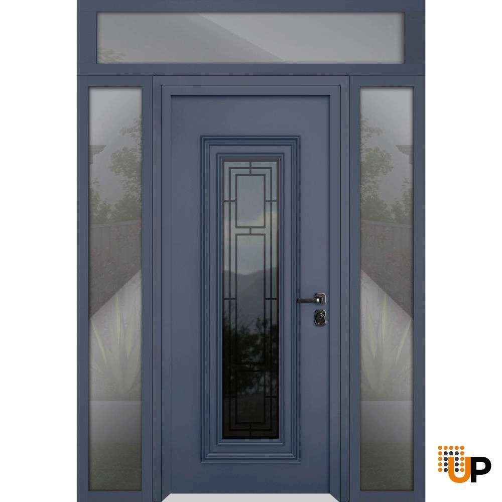 Single swing metal-aluminum classic exterior door with triplex | Ballucio 6044 Gray Graphite | 60 x 96 photo#1