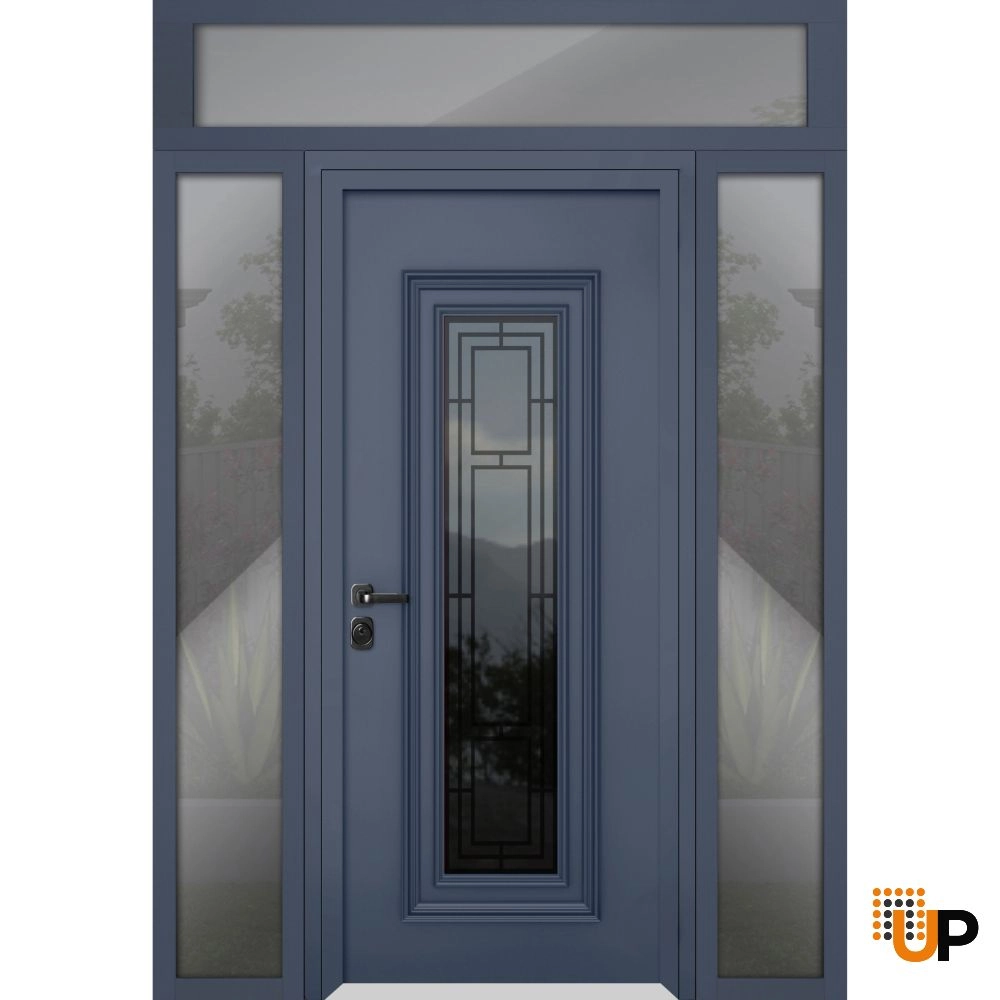 Single swing metal-aluminum classic exterior door with triplex glass | Ballucio 6044 Gray Graphite | 60 x 96 photo#1