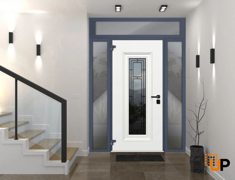 Single swing metal-aluminum classic exterior door with triplex glass | Ballucio 6044 Gray Graphite | 60 x 96 photo#3