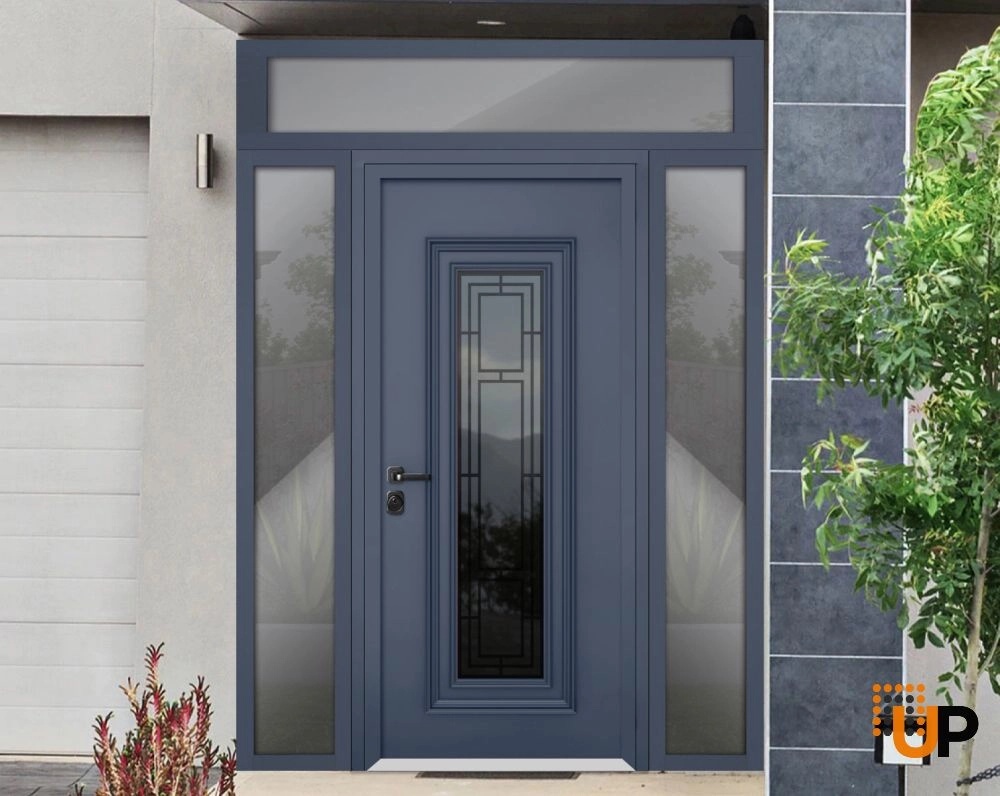Single swing metal-aluminum classic exterior door with triplex glass | Ballucio 6044 Gray Graphite | 60 x 96 photo#2