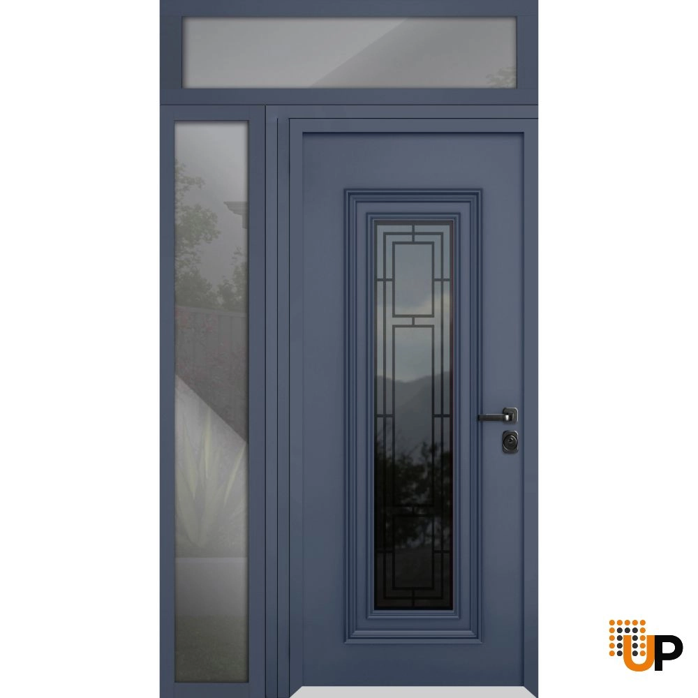Single swing metal-aluminum classic exterior door with triplex | Ballucio 6044 Gray Graphite | 48 x 96 photo#1