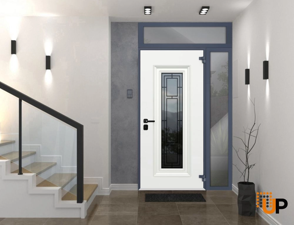 Single swing metal-aluminum classic exterior door with triplex | Ballucio 6044 Gray Graphite | 48 x 96 photo#3