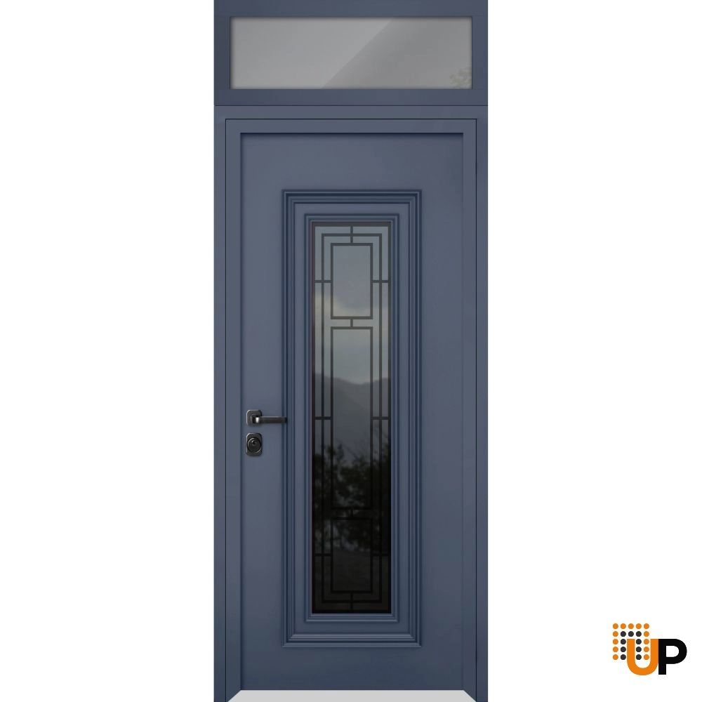 Single swing metal-aluminum classic exterior door with triplex glass | Ballucio 6044 Gray Graphite | 36 x 96 photo#1