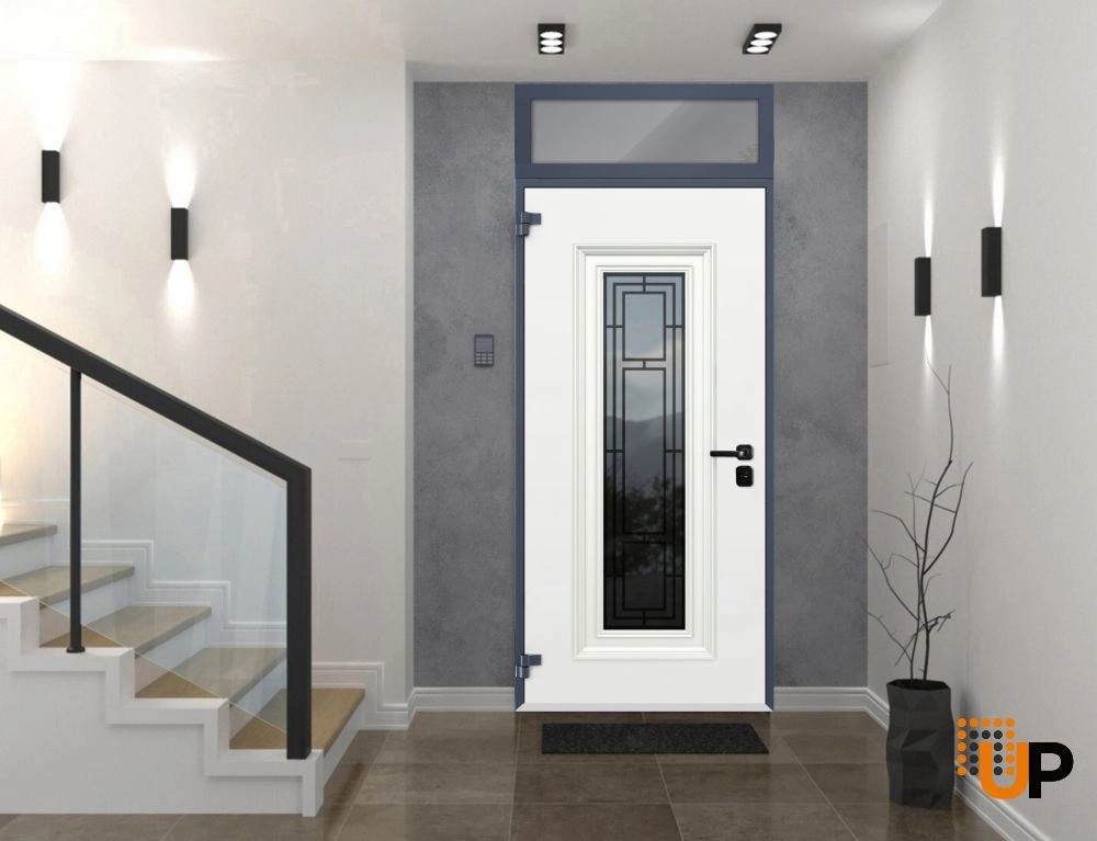 Single swing metal-aluminum classic exterior door with triplex glass | Ballucio 6044 Gray Graphite | 36 x 96 photo#3