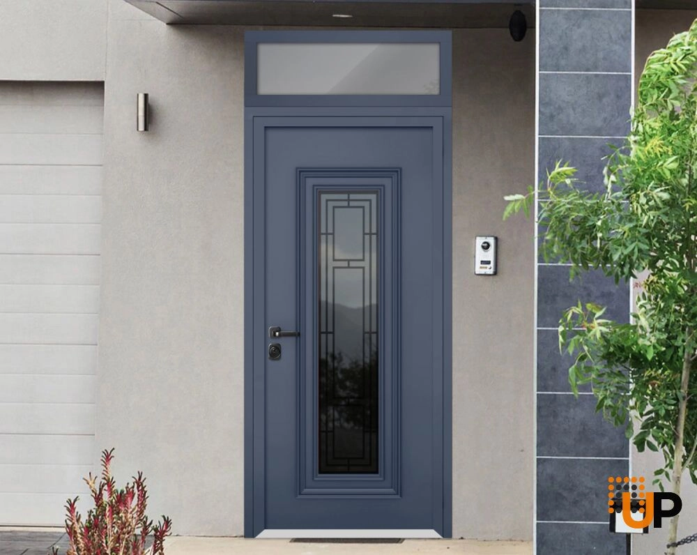 Single swing metal-aluminum classic exterior door with triplex glass | Ballucio 6044 Gray Graphite | 36 x 96 photo#2