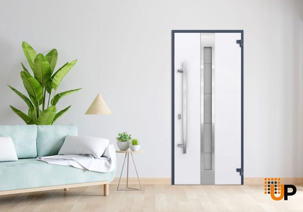 Single swing metal-aluminum modern exterior door with triplex | Deux 1717 Gray Graphite | 36 x 80 photo#3