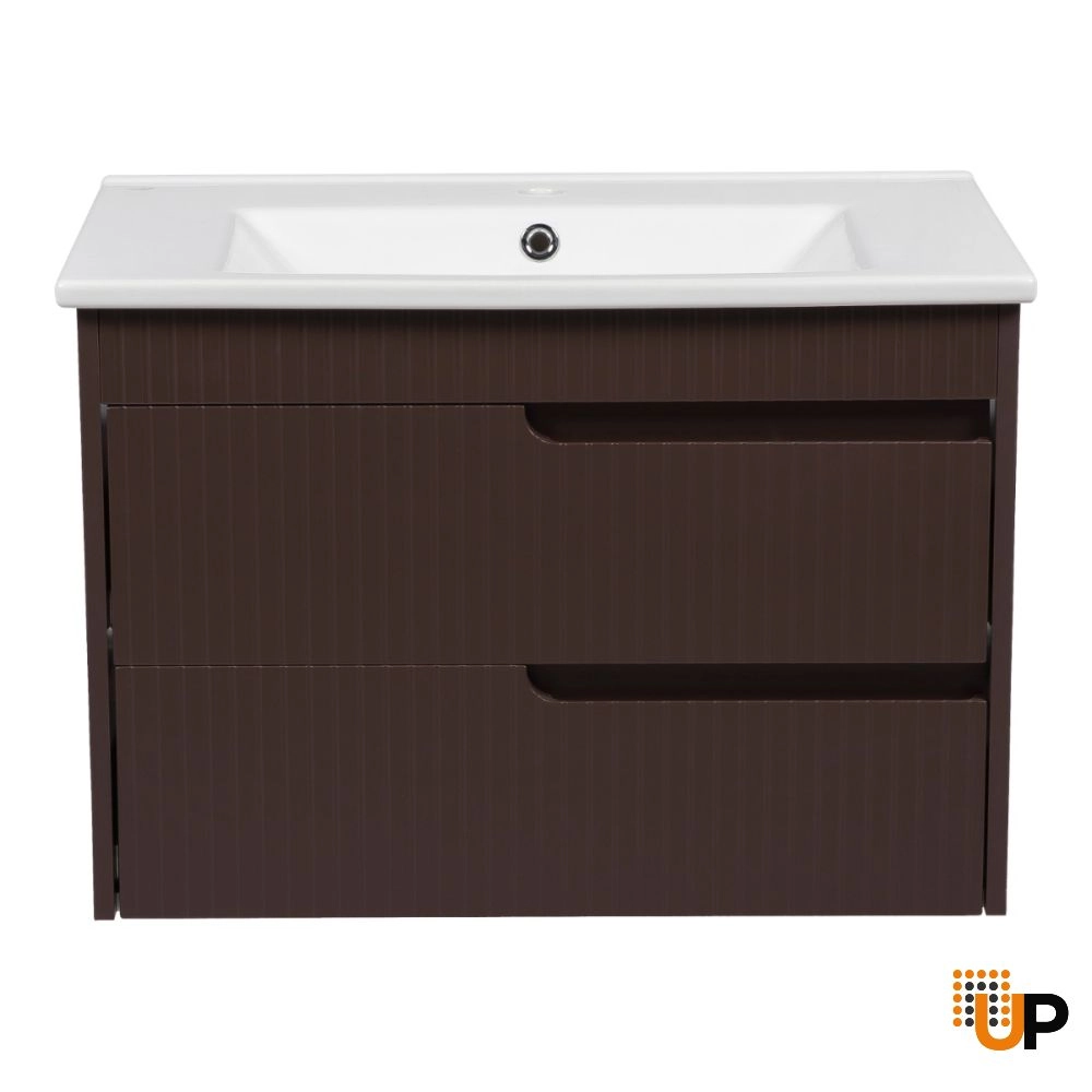 Modern Wall-Mount Bathroom Vanity with Washbasin | Judi Brown Matte Collection | Non-Toxic Fire-Resistant MDF photo#5