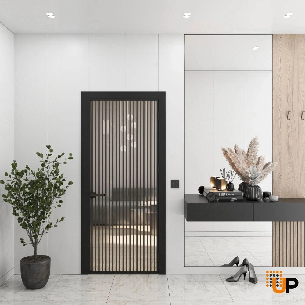 Aluminum Interior Door | Lumo 1802 Black Clear Glass with Frame, Trims, Extensions 24" x 80" Right-hand Inswing photo#2