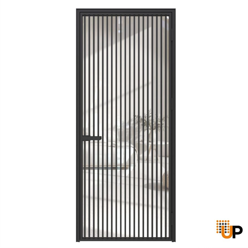 Aluminum Interior Hidden Door | Lumo 1802 Black Clear Glass with Frame 32" x 84" Right-hand Inswing photo#1