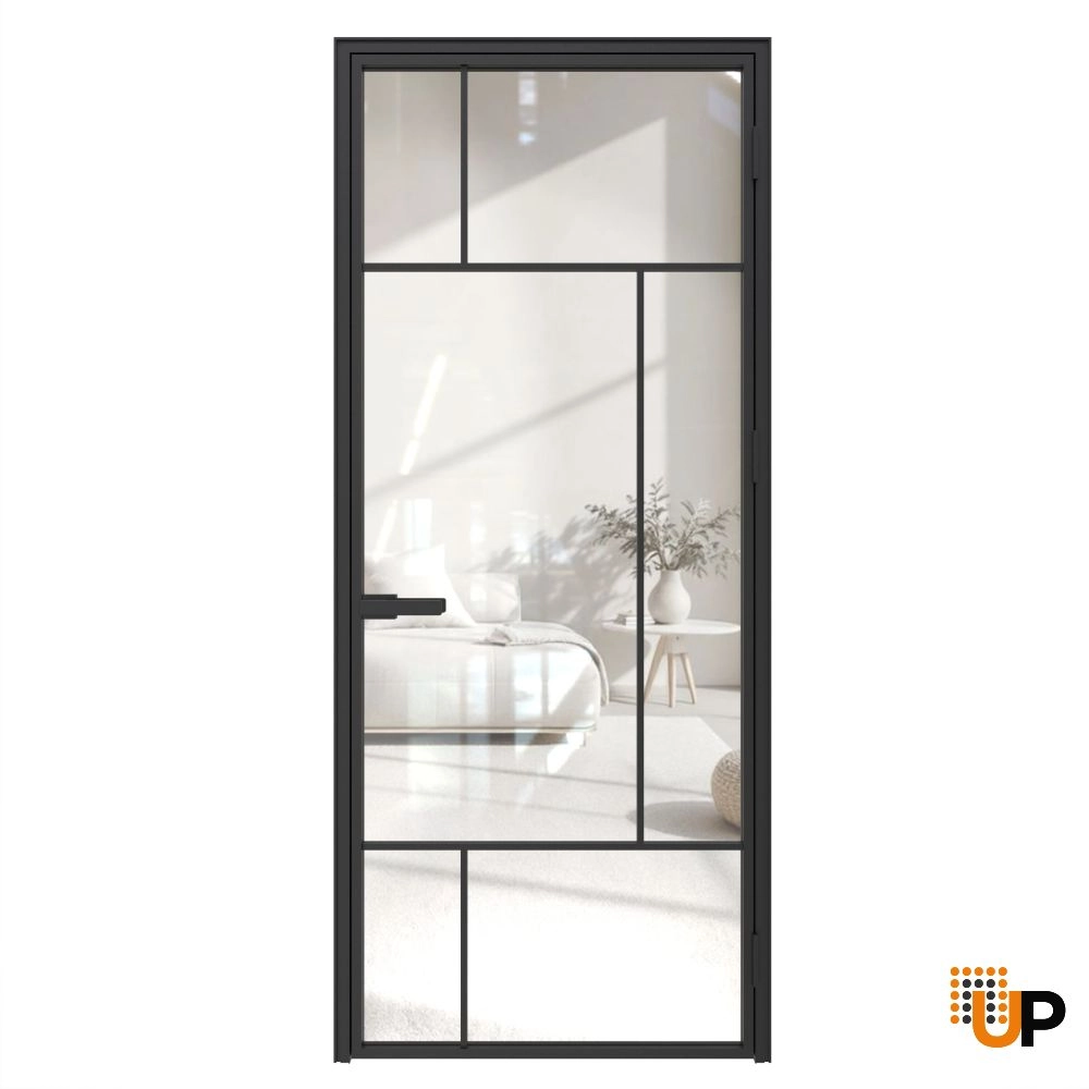 Aluminum Interior Hidden Door | Lumo 1807 Black Clear Glass with Frame 24" x 80" Right-hand Inswing photo#1