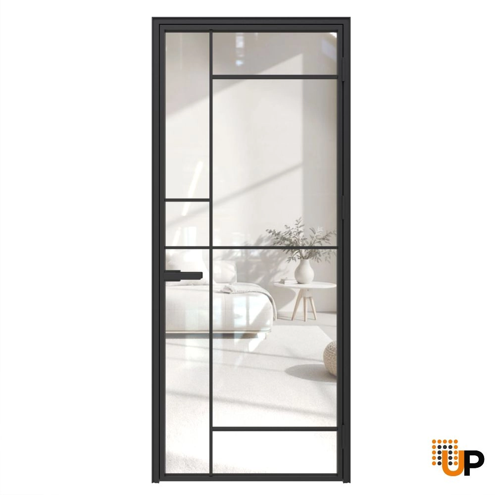 Aluminum Interior Hidden Door | Lumo 1809 Black Clear Glass with Frame 32" x 84" Right-hand Inswing photo#1
