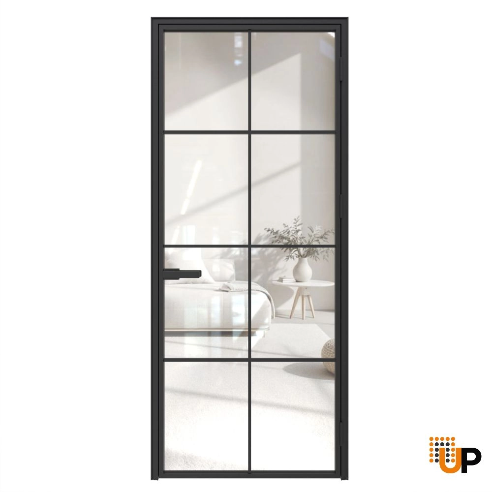 Aluminum Interior Hidden Door | Lumo 1810 Black Clear Glass with Frame 42" x 96" Right-hand Inswing photo#1