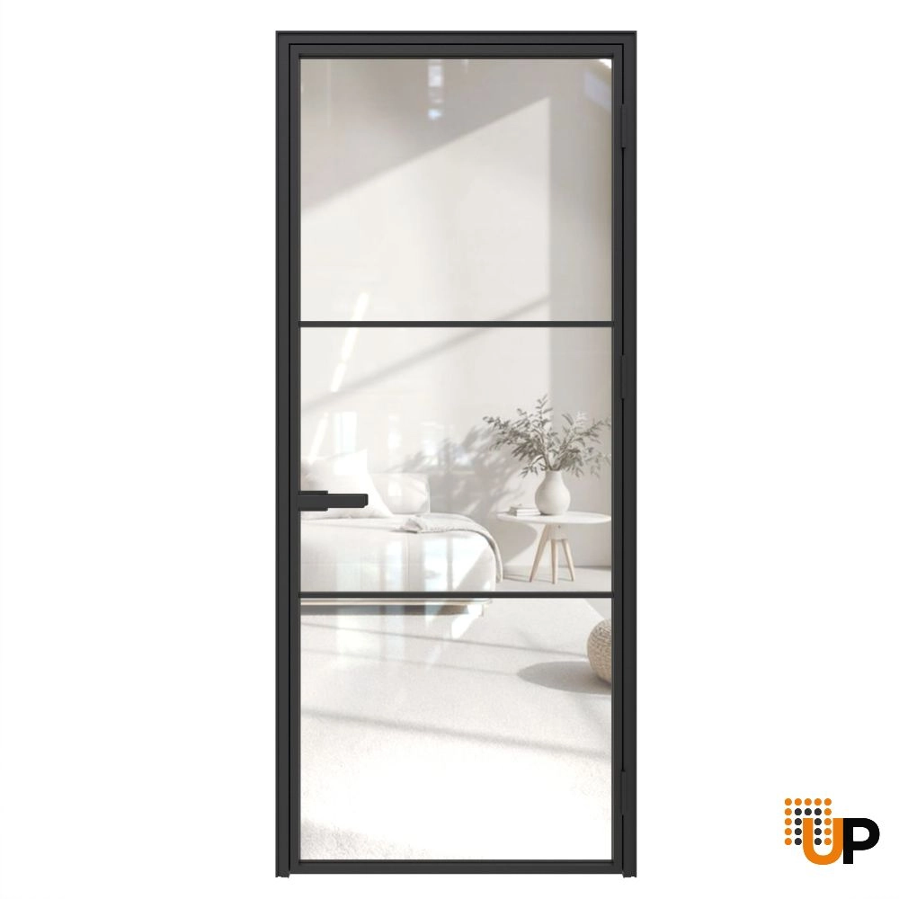 Aluminum Interior Hidden Door | Lumo 1812 Black Clear Glass with Frame 24" x 80" Right-hand Inswing photo#1