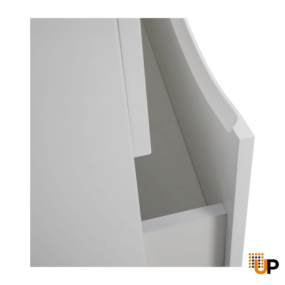 Modern Wall-Mounted Bathroom Vanity with Washbasin | Wave White High Gloss Collection | Non-Toxic Fire-Resistant MDF-28" photo#6