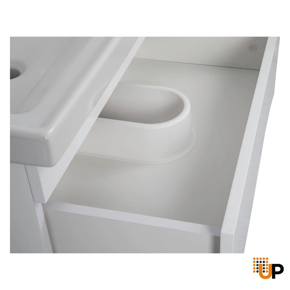 Modern Wall-Mounted Bathroom Vanity with Washbasin | Wave White High Gloss Collection | Non-Toxic Fire-Resistant MDF-28" photo#5