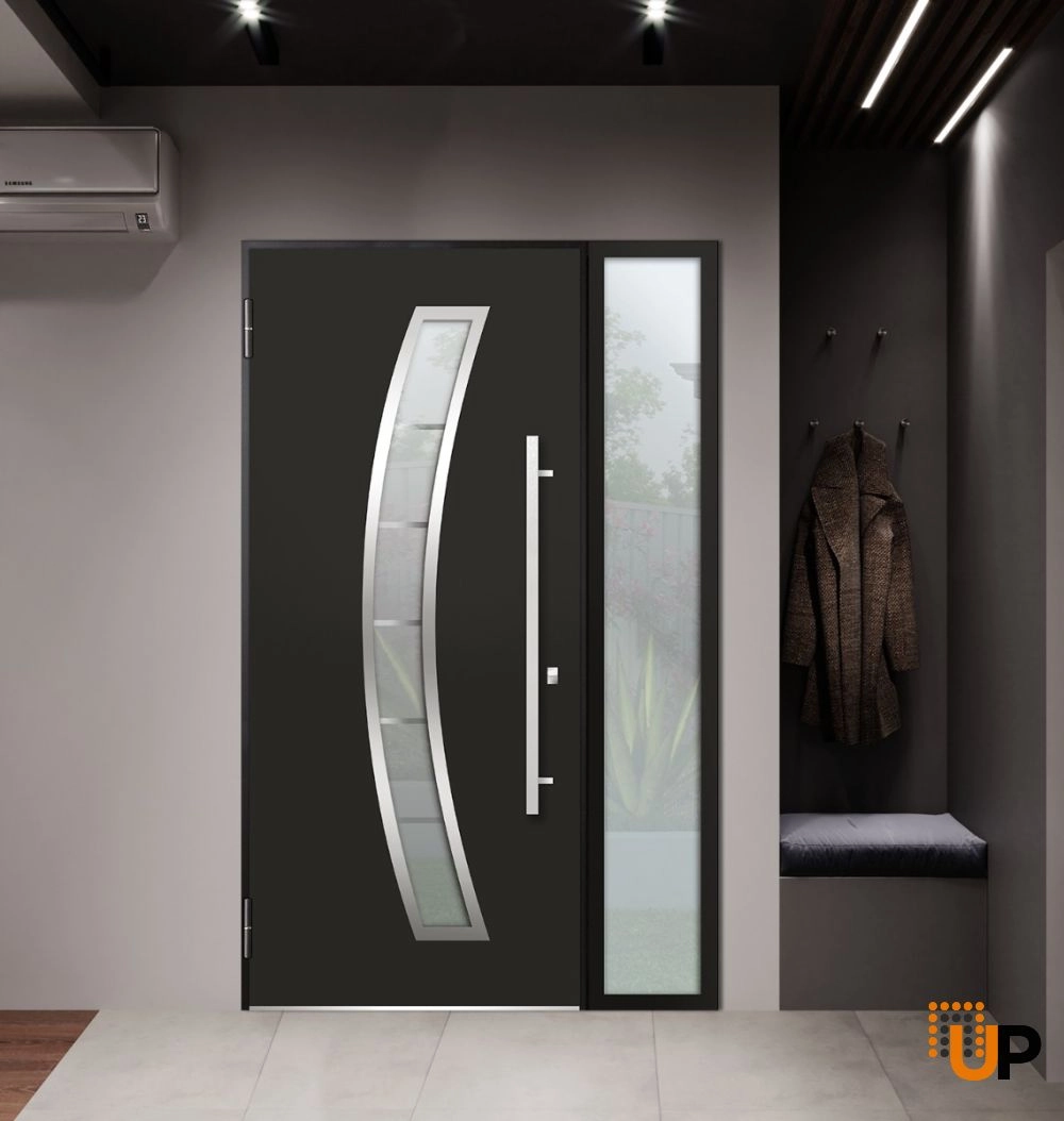 Single swing metal-aluminum modern exterior door with triplex | Deux 6500 Black | 36 x 80 photo#2