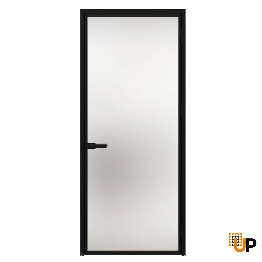 Modern aluminum aluminum swing door with frosted glass | Lumo 1900 Black | 24 x 80 inch photo#1