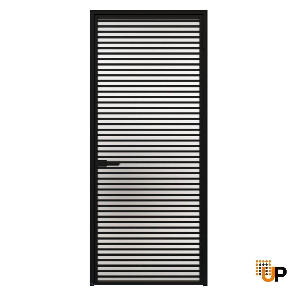 Modern aluminum aluminum swing door with frosted glass | Lumo 1901 Black | 24 x 80 inch photo#1