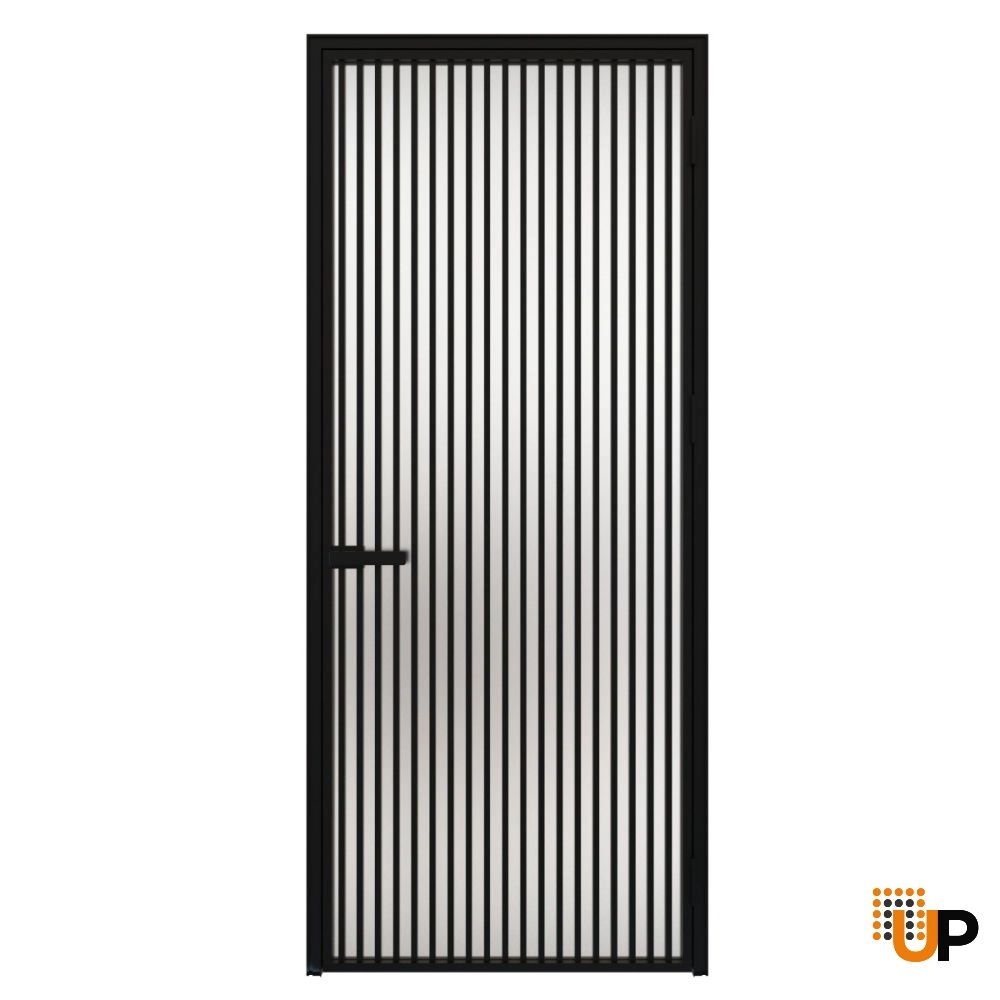 Modern aluminum aluminum swing door with frosted glass | Lumo 1902 Black | 24 x 80 inch photo#1