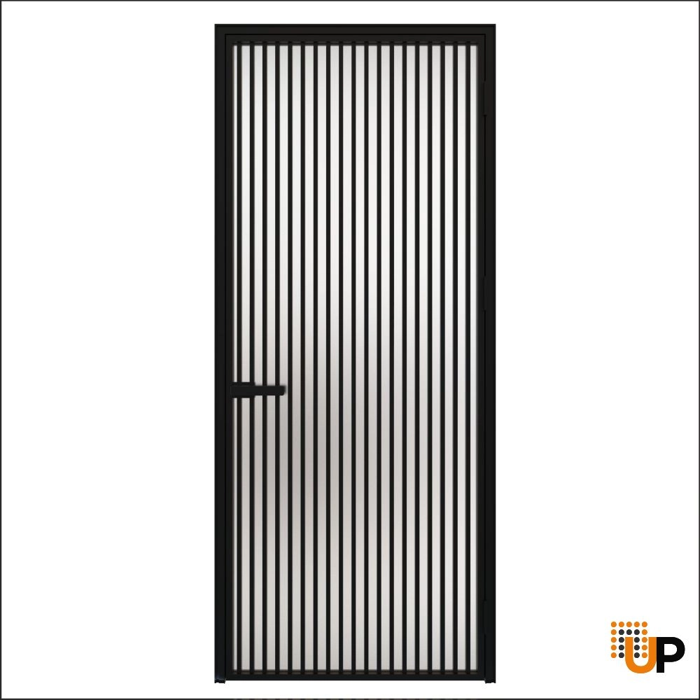 Aluminum Interior Hidden Door | Lumo 1902 Black Frosted Glass with Frame 36" x 80" Right-hand Inswing photo#1