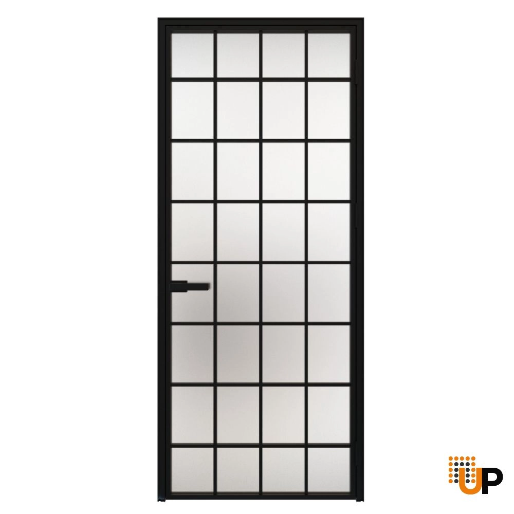 Modern aluminum aluminum swing door with frosted glass | Lumo 1905 Black | 24 x 80 in. photo#1