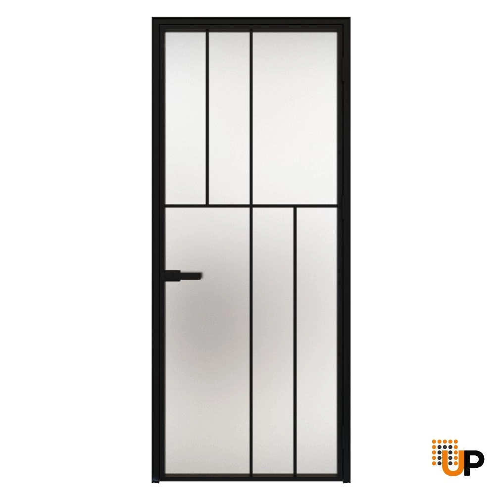 Modern aluminum aluminum swing door with frosted glass | Lumo 1906 Black | 24 x 80 in. photo#1