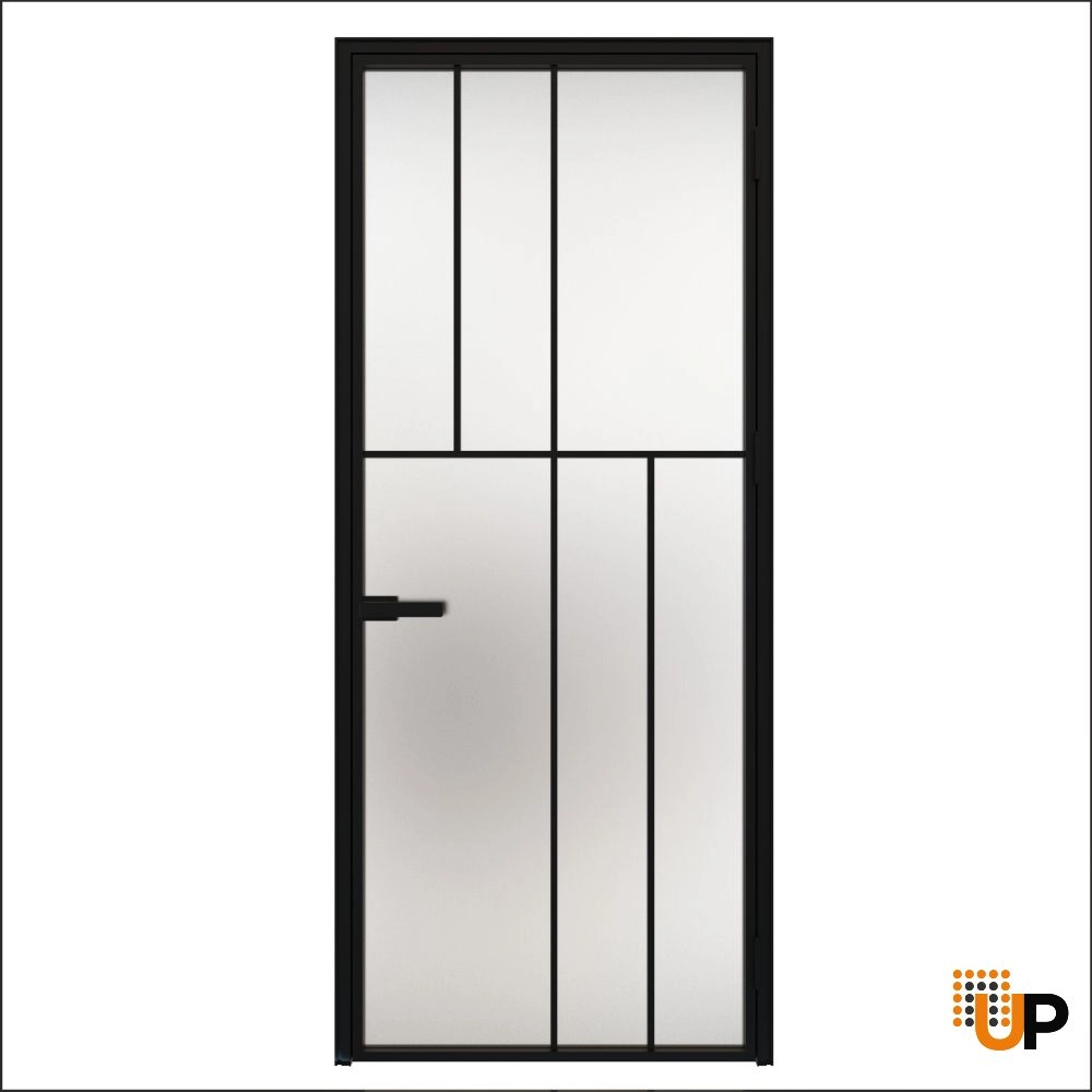 Aluminum Interior Hidden Door | Lumo 1906 Black Frosted Glass with Frame 24" x 80" Right-hand Inswing photo#1