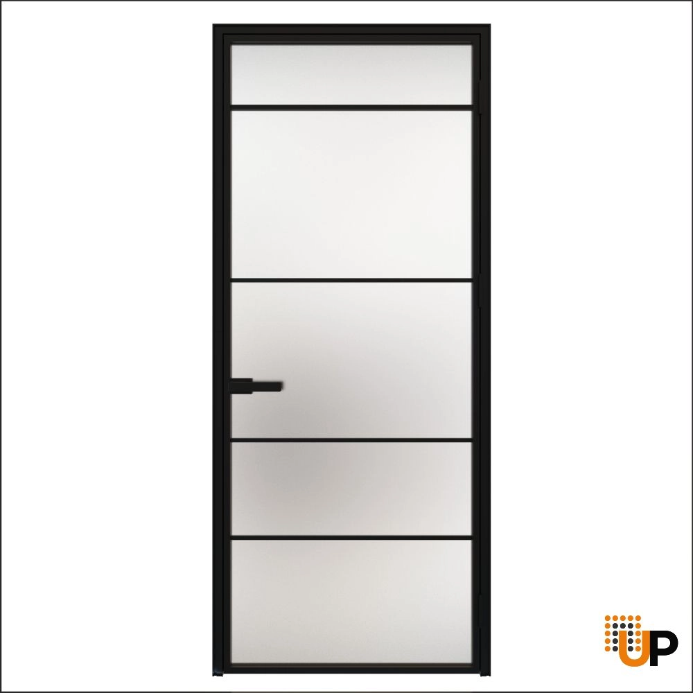 Aluminum Interior Hidden Door | Lumo 1908 Black Frosted Glass with Frame 24" x 80" Right-hand Inswing photo#1