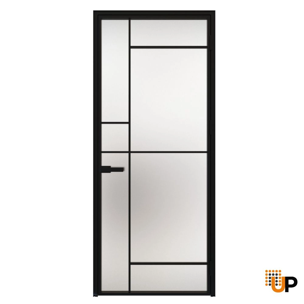 Modern aluminum aluminum swing door with frosted glass | Lumo 1909 Black | 24 x 80 inch photo#1