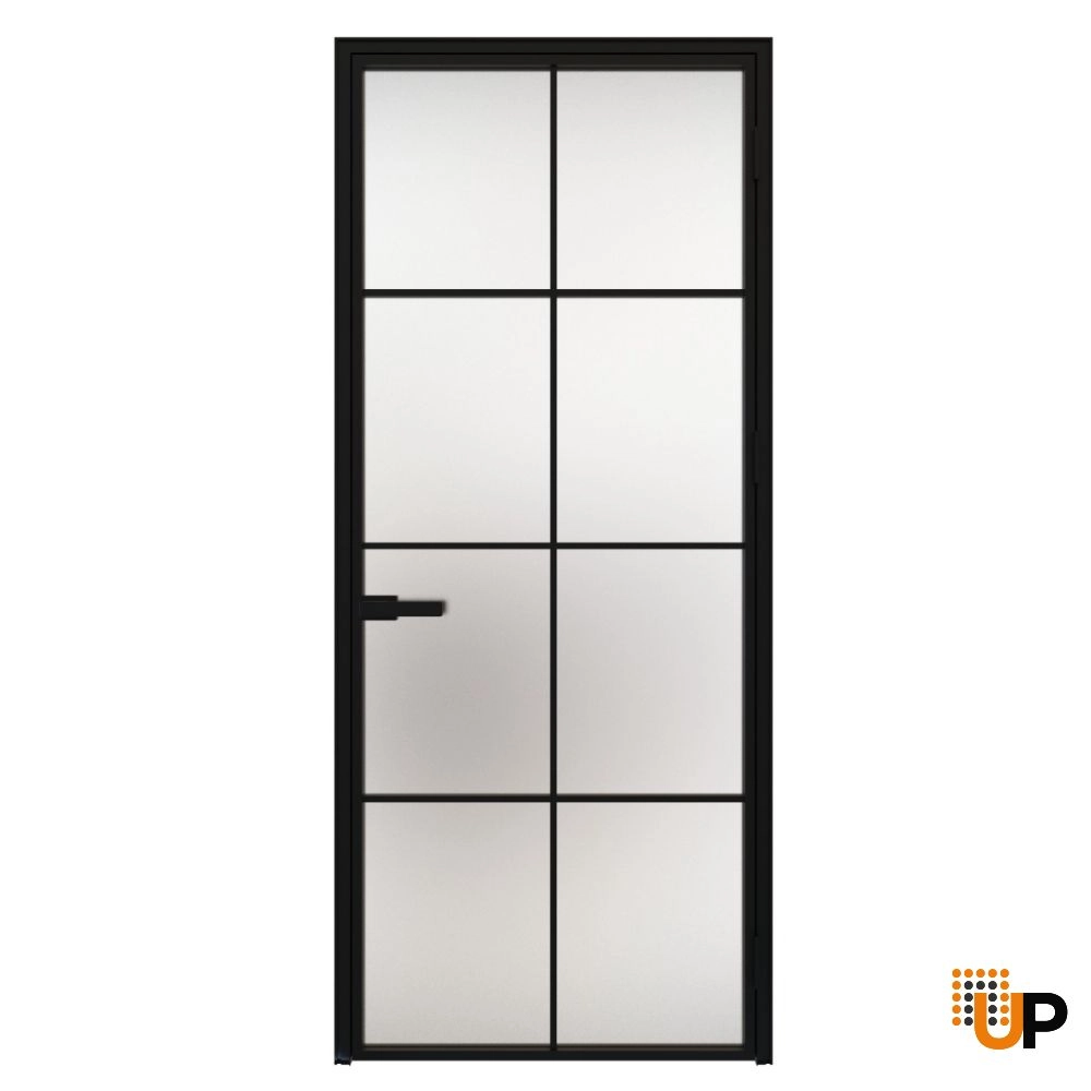 Modern aluminum aluminum swing door with frosted glass | Lumo 1910 Black | 24 x 80 inch photo#1