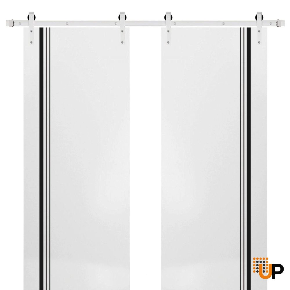 Double solid wood with honeycomb sliding classic interior barn double door | Planum 0011 White | 36 x 80 (2* 18x80) photo#1