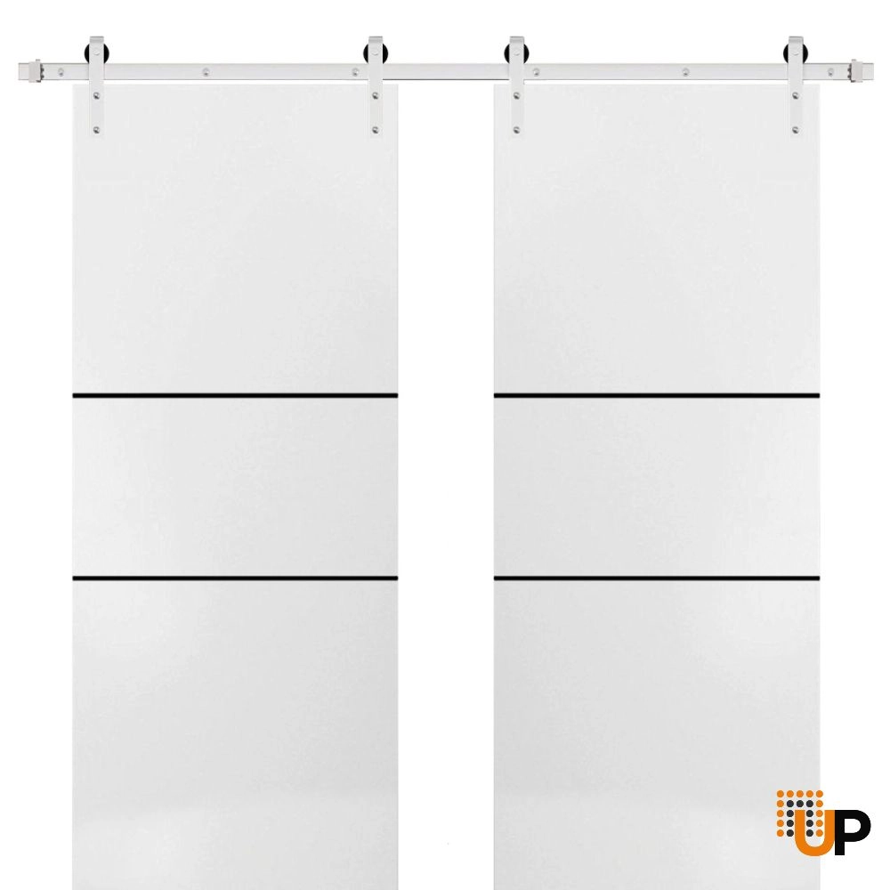 Double solid wood with honeycomb sliding classic interior barn double door | Planum 0014 White | 36 x 80 (2* 18x80) photo#1