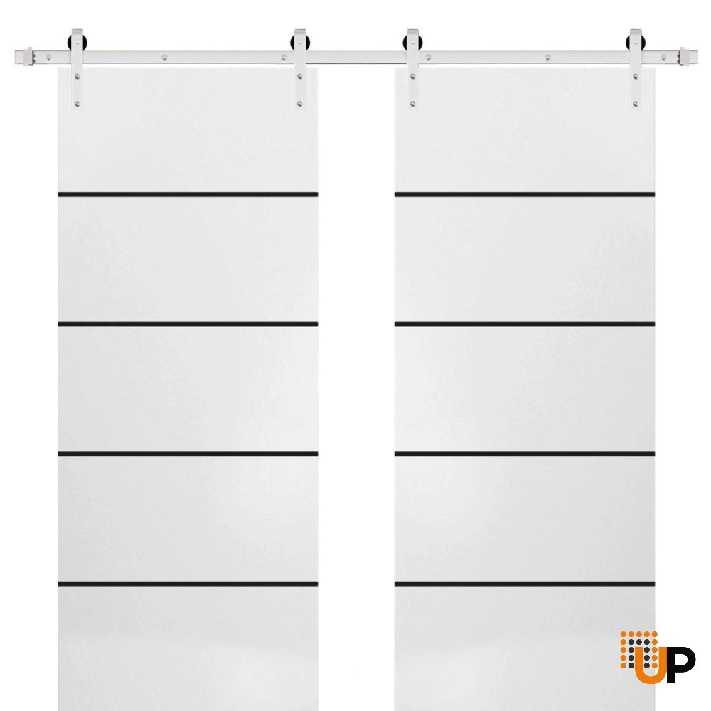 Double solid wood with honeycomb sliding classic interior barn double door | Planum 0015 White | 36 x 80 (2* 18x80) photo#1