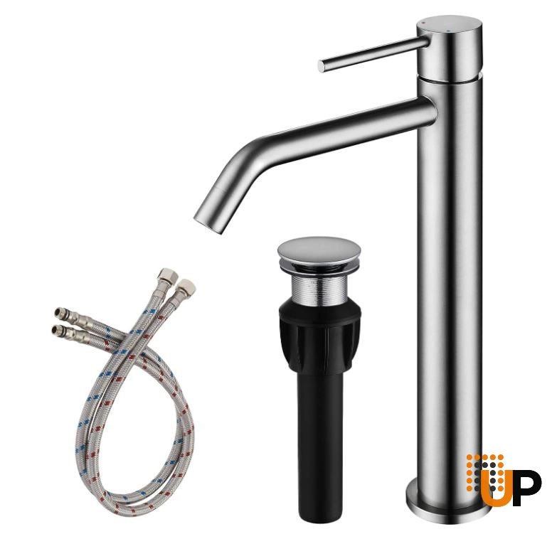 Brushed Nickel Vessel Sink Faucet, Single Handle Bathroom Faucet for Sink 1 Hole, Lavatory Vanity Tap photo#1