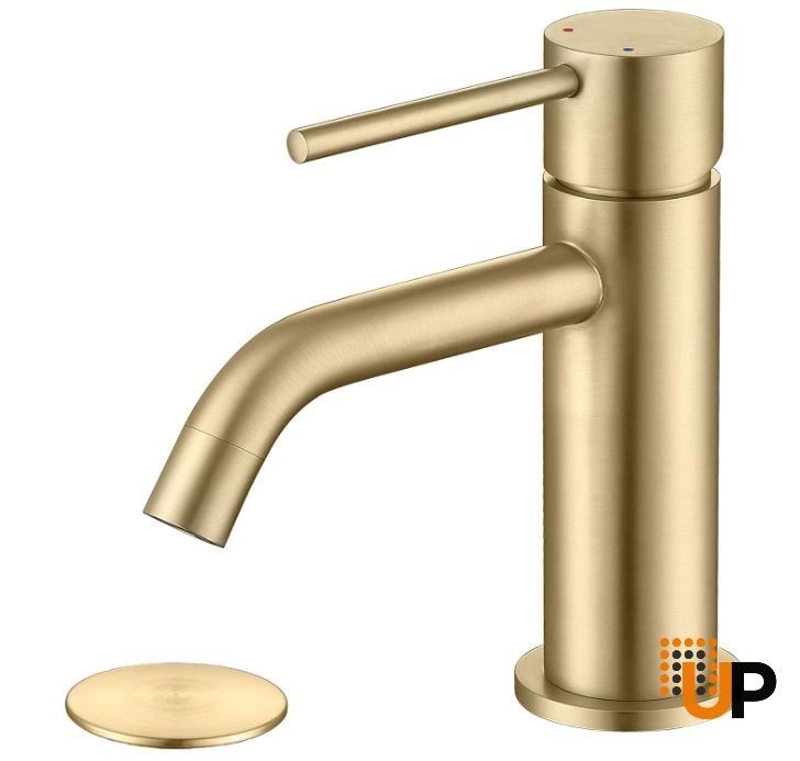 Brushed Gold Sink Faucet, Single Handle Bathroom Faucet for Sink 1 Hole, Lavatory Vanity Tap photo#1