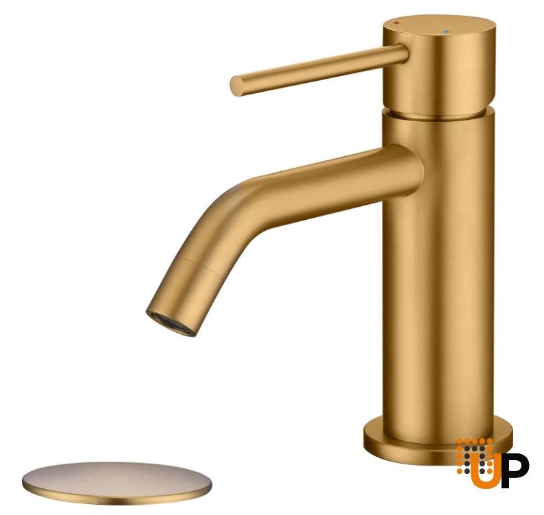 Brushed Brass Sink Faucet, Single Handle Bathroom Faucet for Sink 1 Hole, Lavatory Vanity Tap photo#1