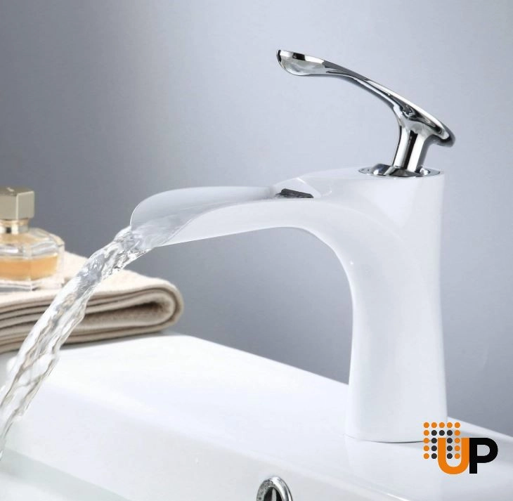White & Chrome Bathroom Faucet | Single Handle Bathroom Faucet for Sink 1 Hole | Lavatory Vanity Tap photo#1