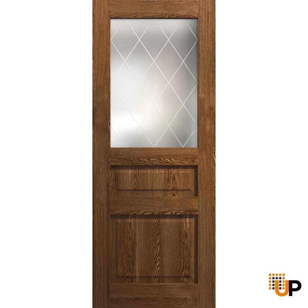 Single solid core interior door slab with frosted glass | Ego 5011  EGO Cognac Oak | 18 x 80 photo#1