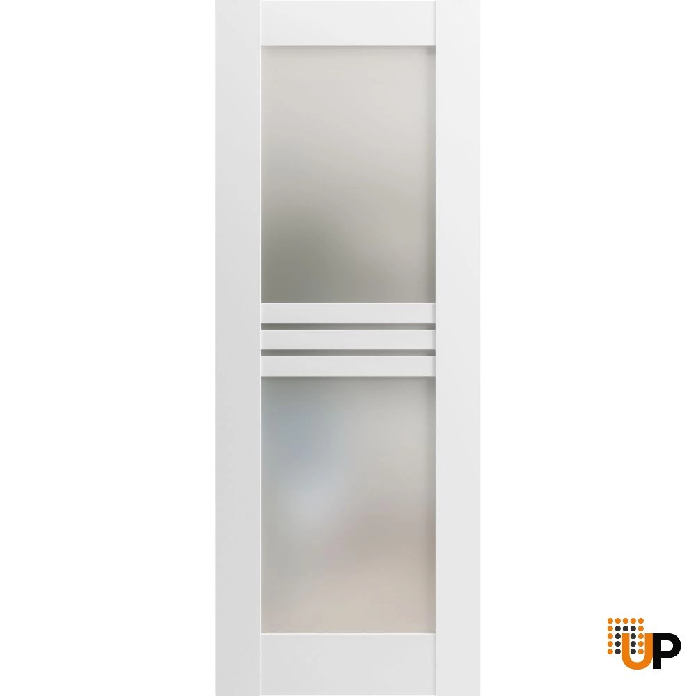 Single mdf interior door slab with frosted glass | Mela 7222 White | 42 x 84 photo#1