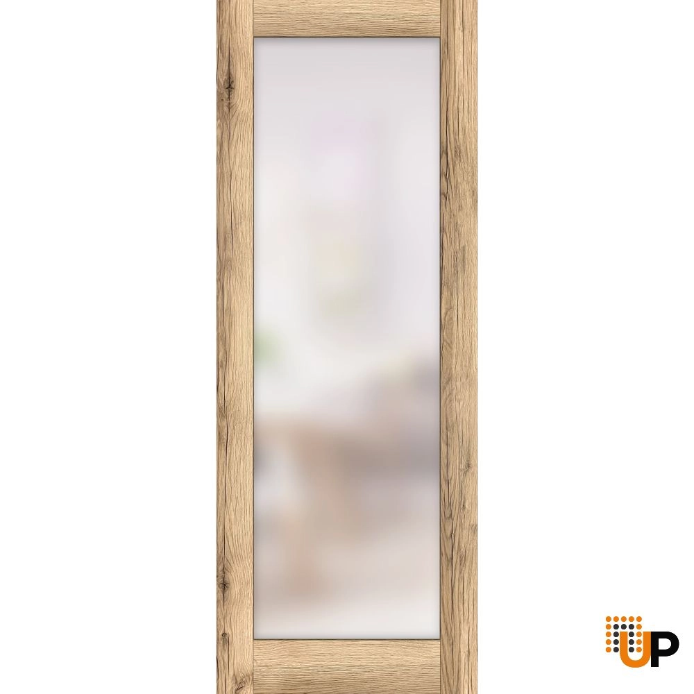 Single mdf luxury interior door slab with frosted glass | Planum 2102 Oak | 18 x 80 photo#1
