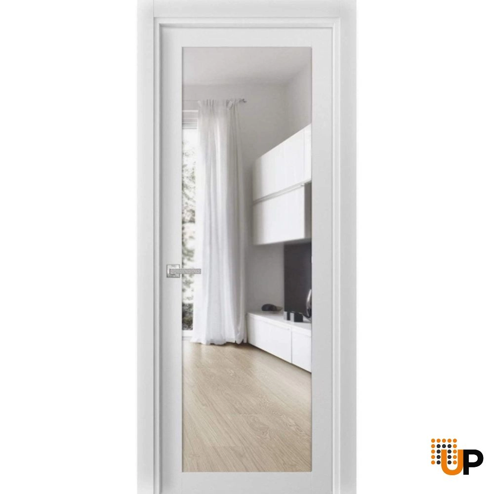 Single solid core luxury interior swing door with clear glass | Lucia 2166 White | 18 x 80 photo#1