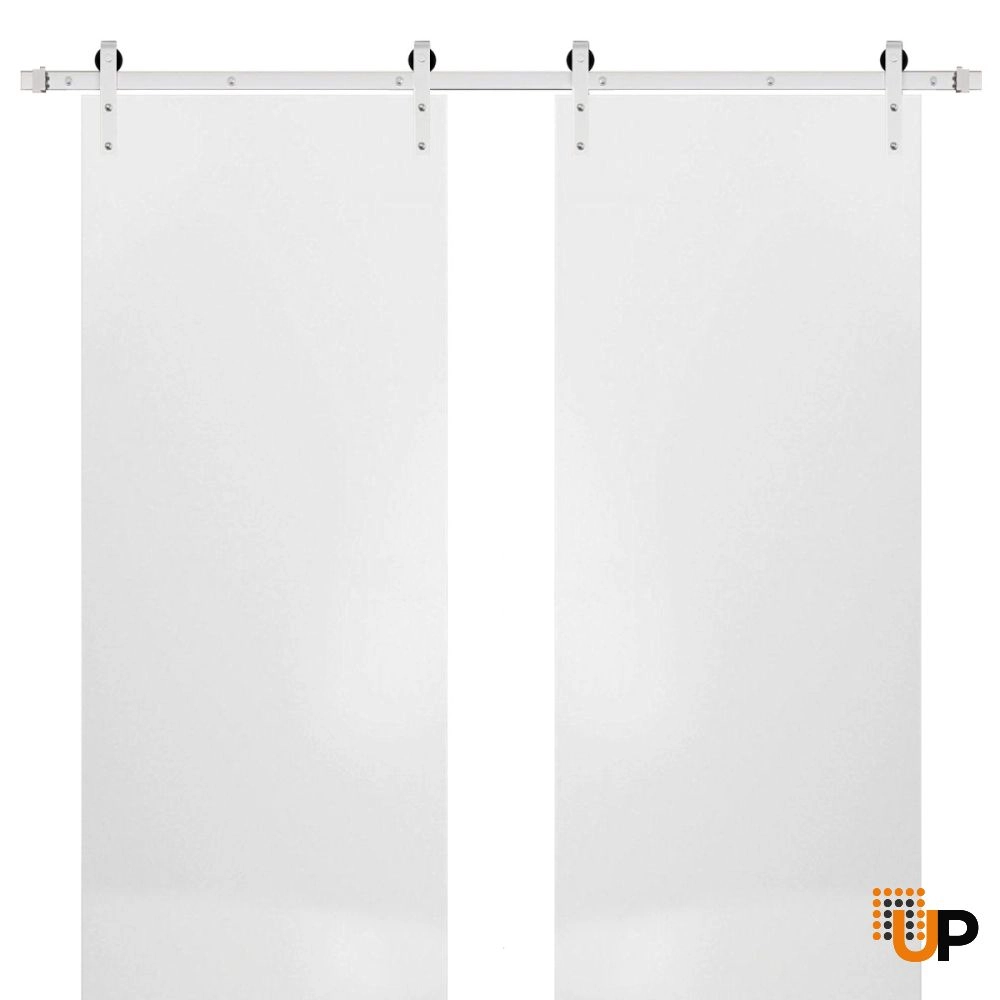 Double solid wood with honeycomb sliding french interior barn double door | Planum 0010 White | 36 x 80 (2* 18x80) photo#1