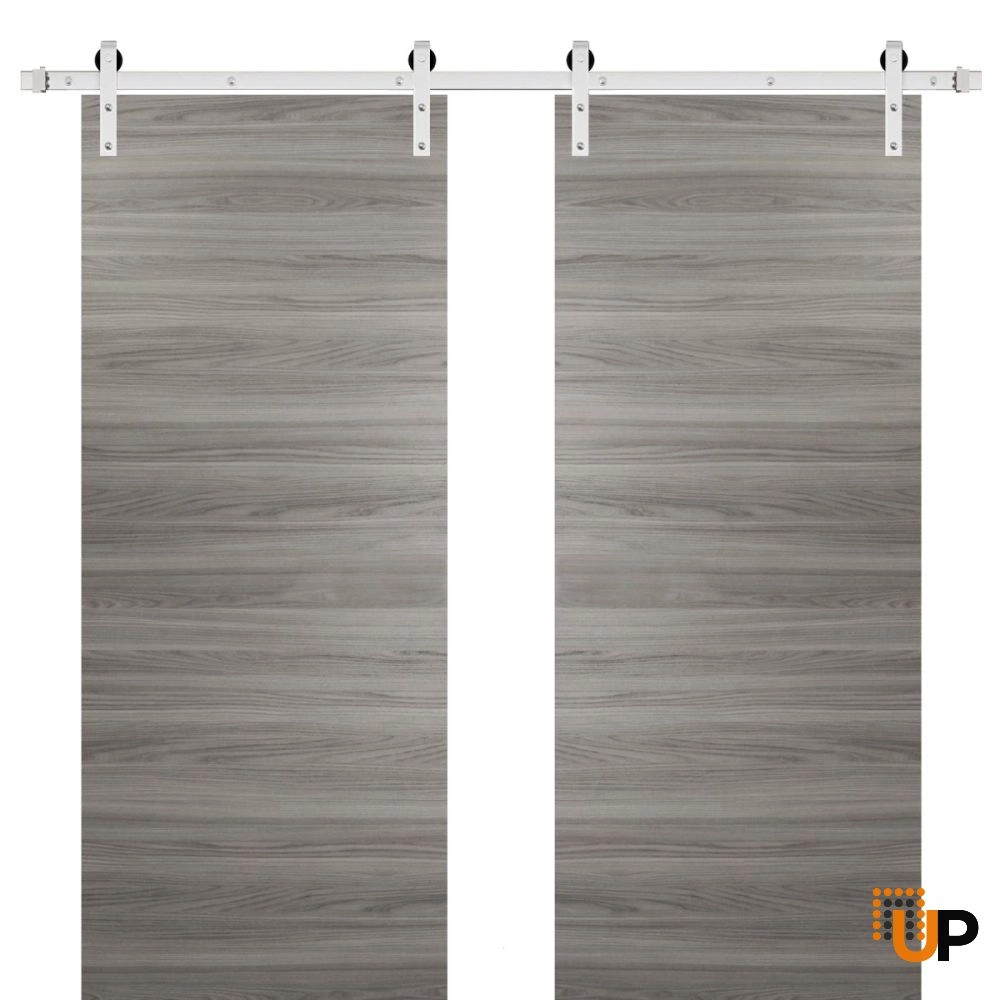 Double solid wood with honeycomb sliding french interior barn double door | Planum 0010 Ginger Ash | 36 x 80 (2* 18x80) photo#1